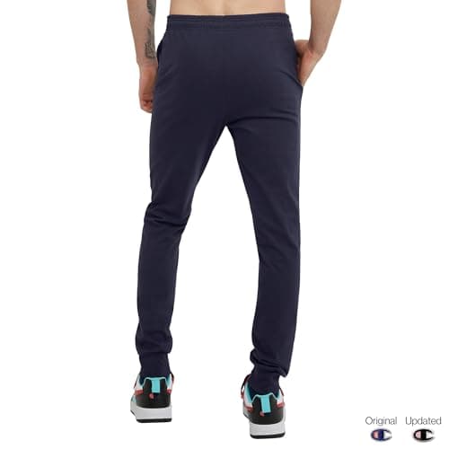 Champion Mens Joggers, Everyday Cotton, Lightweight Lounge Knit For Men, 31" Sweatpants, Navy C Patch Logo, Large US thumbnail 2