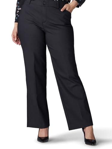 Lee Women's Plus Size Ultra Lux Comfort with Flex Motion Trouser Pant Black 18W, 18 Long