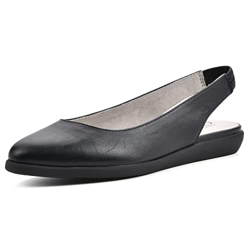 CLIFFS BY WHITE MOUNTAIN Women's Memory Slingback Flat, Black/Smooth, 7.5 M