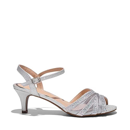 DREAM PAIRS Women's Nina Low Heel Pump Sandals,Size 8.5,Silver,NINA-150 thumbnail 2