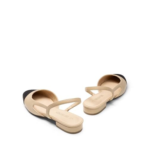 DREAM PAIRS Women's Flats, Square Toe Slingback Flats for Women Dressy Casual Work Office Party, Low Heel Dress Shoes for Women,SDFA2415W,Nude,Size 9 thumbnail 3