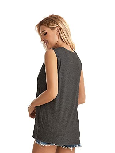 rosemia Tank Tops for Women Summer Graphic Pineapple Tshirts Sleeveless Casual Ladies Tunic Blouse(Pineapple Dark Grey, L) thumbnail 3