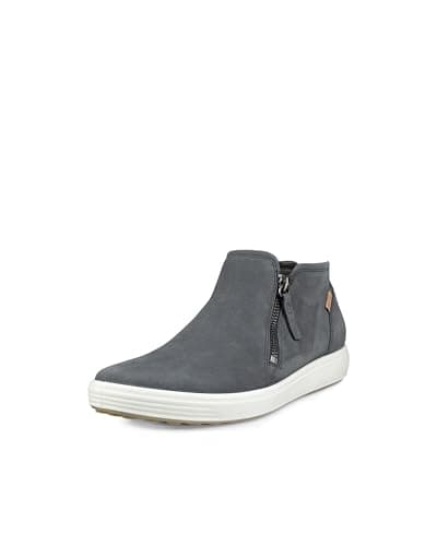 ECCO Women's Women's Soft 7 Low Cut Zip Boot, Dark shadow Nubuck, 37 M EU (6-6.5 US)