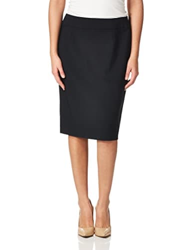 Calvin Klein Women's Classic Fit Straight Lux Suit Skirt, Navy, 6