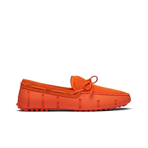 SWIMS Mens Loafers, Braided Lace Lux Driver Shoes for Men, Casual Beach Loafer, Comfortable Summer Shoe, Stylish Lightweight Walking Footwear, Quick Dry Eco Friendly (SWIMS Orange,11.5)