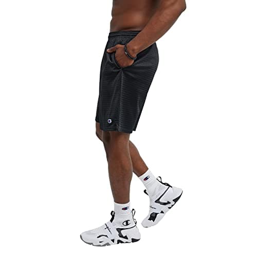 Champion Mens Shorts, Mesh Gym Lightweight Athletic For (Reg. Big &amp; Tall) Running-shorts, Black C Patch Logo, Medium US thumbnail 4