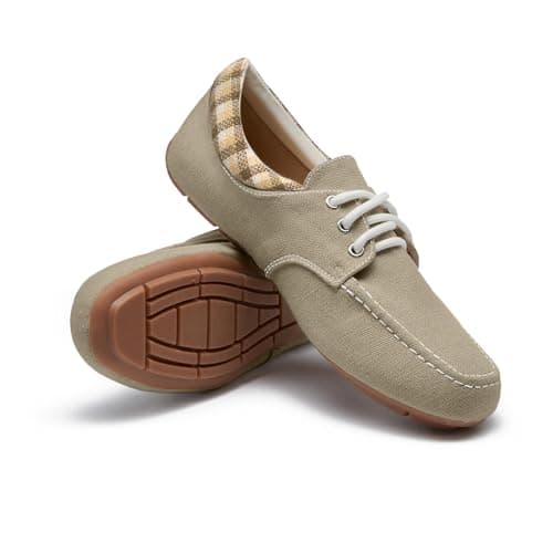 FcuteL Womens Lace-up Loafers Casual Slip-on Shoes Light Weight Comfotable Boat Shoes Khaki Size 10.5 thumbnail 2
