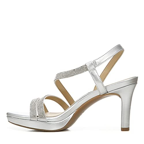 Naturalizer Womens Brenta Heeled Sandal Silver 11 W thumbnail 4