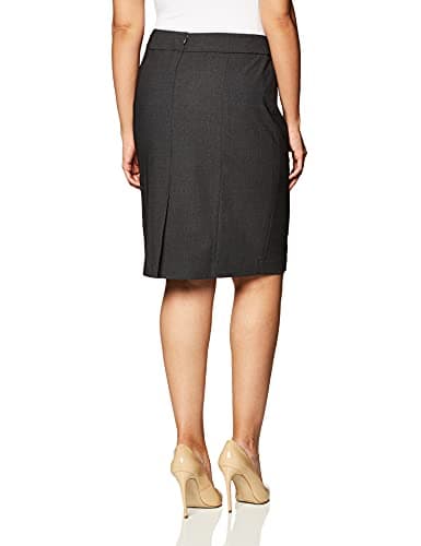 Calvin Klein Women's Classic Fit Straight Lux Suit Skirt, Charcoal, 18 Plus thumbnail 3