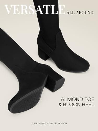 DREAM PAIRS Women's Laurence Over The Knee Thigh High Chunky Heel Boots Long Stretch Sexy Fall Boots,Size 7,Black,LAURENCE thumbnail 4