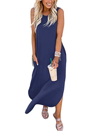 ANRABESS Women Summer Maxi Dress Beach Vacation Sundress Sleeveless Casual Loose Shirt Dresses 2025 Travel Outfits Blue Medium thumbnail 2