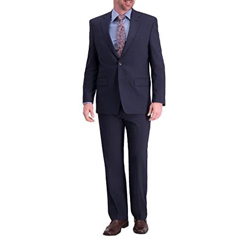 J.M. Haggar Men's Premium Performance Stretch Stria 2-Button Suit Separate Coat, Dark Navy 46 Long