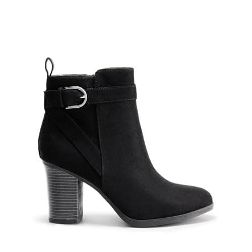 DREAM PAIRS Women's Chunky High Heel Ankle Boots Round Toe Fall Short Booties Shoes,Size 9,Black-Suede,SDAB2431W thumbnail 2
