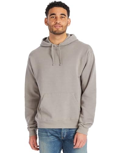 Hanes Men's Comfortwash Garment Dyed Hoodie Sweatshirt, Concrete Gray, Large