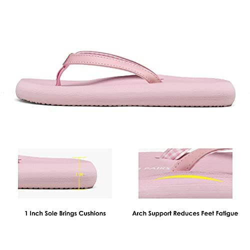 DREAM PAIRS Women's Arch Support Flip Flops, Comfortable Soft Cushion Thong Sandals for Summer Beach Daily Casual Wear Pink thumbnail 2