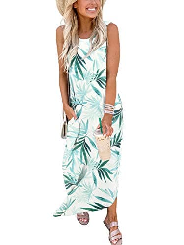 ANRABESS Women Summer Maxi Dress Beach Vacation Sundress Sleeveless Casual Loose Shirt Dresses 2025 Travel Outfits Floral Print Medium thumbnail 3