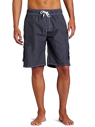 Kanu Surf mens Barracuda (Regular &amp; Extended Sizes) Swim Trunks, Charcoal, XX-Large US