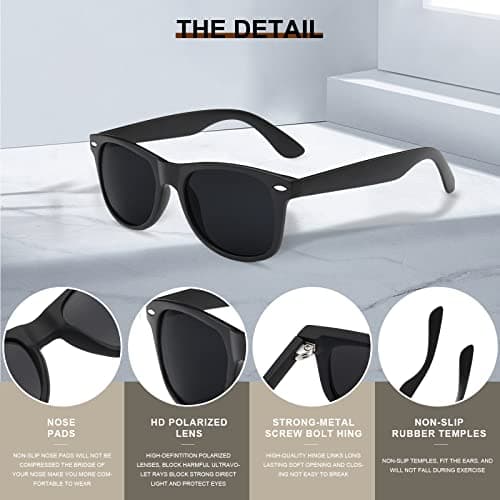 DEMIKOS Sunglasses Men Polarized Sunglasses for Mens Womens Retro Mirror Lens for Driving Fishing UV Protection thumbnail 3