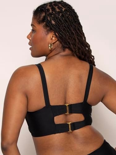 Smart &amp; Sexy Women's Full-Busted Supportive Underwire Swimsuit Bikini Top, Black HUE, 36D thumbnail 4