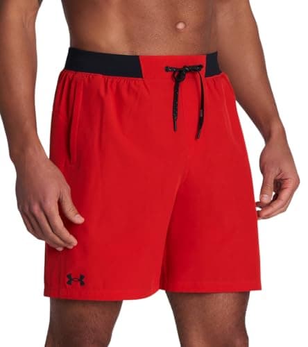 Under Armour Mens Comfort Waistband Trunks, Shorts with Drawstring Closure &amp; Full Elastic Waistband Swim Trunks, Sp22 Red-2, Medium US
