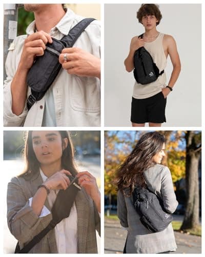 WATERFLY Crossbody Sling Backpack Sling Bag Travel Hiking Chest Bag Daypack (Black) thumbnail 3