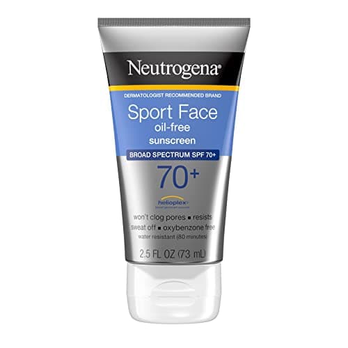 Neutrogena Sport Face Sunscreen SPF 70+, Oil-Free, 2.5 fl oz, Sweat &amp; Water-Resistant, Broad-Spectrum UVA/UVB, Nourish &amp; Restore Skin Balance, Oxybenzone Free Sunscreen For Face