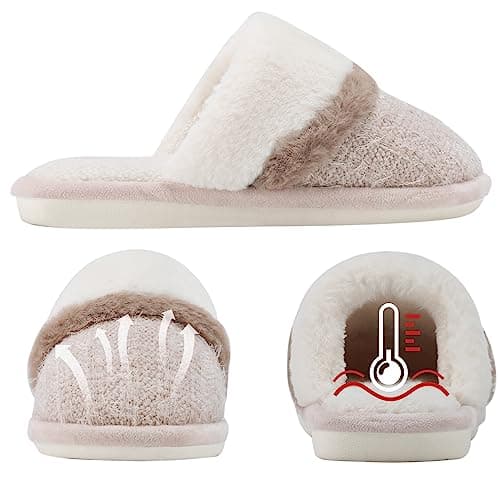 GOEWY Cozy Slippers for Women Indoor and Outdoor Fuzzy House Shoes with Memory Foam Anti-Skid Sole Gifts for Women Mom Ladies her thumbnail 2