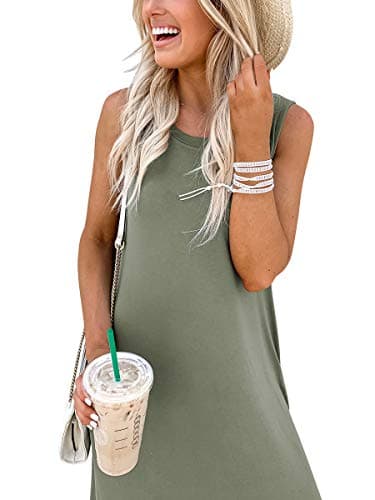 ANRABESS Women Summer Maxi Dress Beach Vacation Sundress Sleeveless Casual Loose Shirt Dresses 2025 Travel Outfits Olive Large thumbnail 4