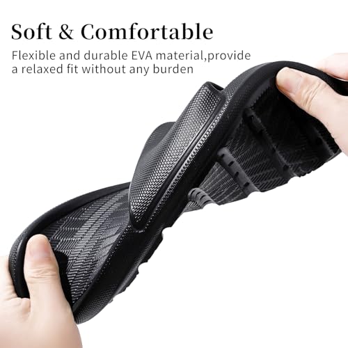 Frykun Slides for Women Shower Shoes Bathroom Slippers Non-slip Sandals Flip-flops Perfect for College Dorm Pool Home Beach Camping Gym Coach Bedroom Travel (Black 40-41) thumbnail 3