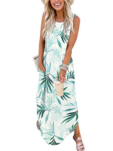 ANRABESS Women Summer Maxi Dress Beach Vacation Sundress Sleeveless Casual Loose Shirt Dresses 2025 Travel Outfits Floral Print Medium
