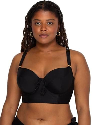 Smart &amp; Sexy Women's Full-Busted Supportive Underwire Swimsuit Bikini Top, Black HUE, 36D