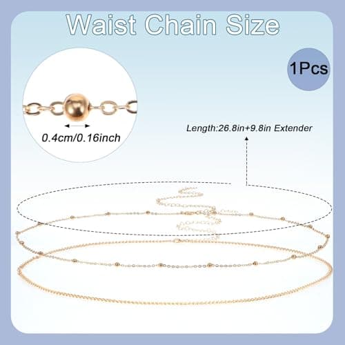 Gold Plated Waist Chains for Women | Sequin Tassel Belly Chain | Adjustable Body Chain for the Waist Layered | Sexy Waist Beads for Women thumbnail 2