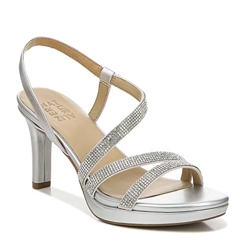 Naturalizer Womens Brenta Heeled Sandal Silver 11 W