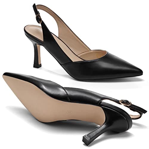 Rilista Women's Kitten Heels Pumps Pointed Closed Toe Wedding Party Dress Slingback Pump Shoes thumbnail 4