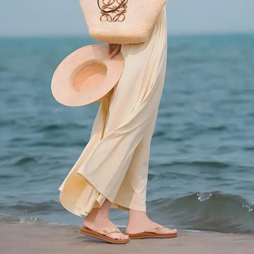 ONCAI Women's Flip Flops Comfortable Summer Beach Thong Sandals for Women 2025 with Cushion Walking Arch Support Yoga Mat Indoor Outdoor Soles Khaki Size 8 thumbnail 2