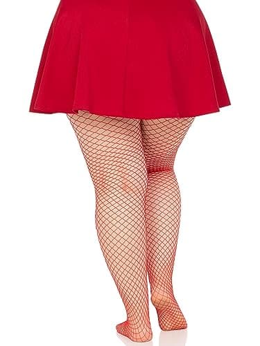 Leg Avenue womens Plus Size Spandex Industrial Fishnet Tights Hosiery, Red, 1X-2X US thumbnail 4