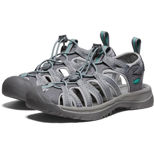 KEEN Women's Whisper Closed Toe Durable Comfortable Easy On Washable Adventure Sandals,Medium Grey/Peacock Green,8 thumbnail 4