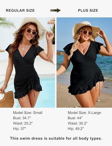 Blooming Jelly Women's Tummy Control Swimsuits One Piece Bathing Suit Plus Size Maternity Swim Dress Retro Ruffle Swimming Suits (Black,3X-Large) thumbnail 3
