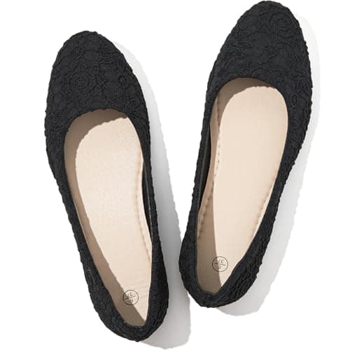 POVOGER Loafers for Women Slip on Shoes Flats Shoes Round Toe Flats for Women Comfortable Womens Dressy Ballet Flats (Black,US07)
