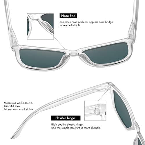 MEETSUN Polarized Sunglasses for Women Men Classic Retro Designer Style (Clear Frame/Pink Mirrored Lens, 54) thumbnail 4