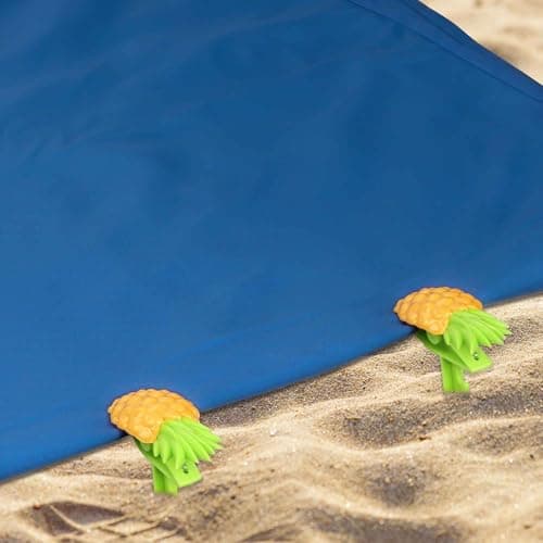 CAIRIAC Beach Towel Stakes 8 Pack, Outdoor Beach Towel Anchor Stakes Picnic Mat Clips, Beach Towel Stakes for Sand, Beach Accessories for Vacation, Keep Your Towel from Blowing Away (Pineapple) thumbnail 4