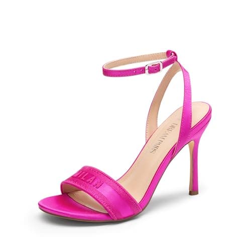 DREAM PAIRS High Stilettos Heels for Women Sexy Open Toe Strappy Sandals Shoes Ankle Strap Fashion Dressy Heels for Party Wedding,Size 7.5,HOT PINK-SATIN,SDHS2449W