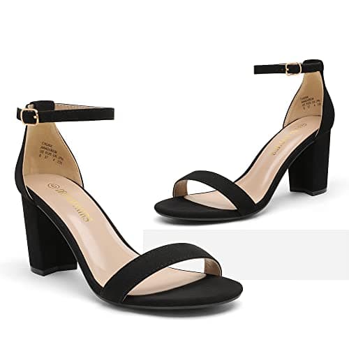 DREAM PAIRS Women's Chunk Low Heel Pump Sandals,Size 7.5,Black/Suede,CHUNK thumbnail 2