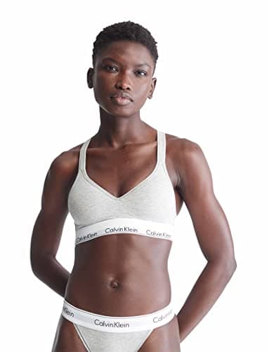 Calvin Klein Underwear Women's Modern Cotton Lightly Non-Wired and Non paded Lined Bralette, Grey Heather, Small