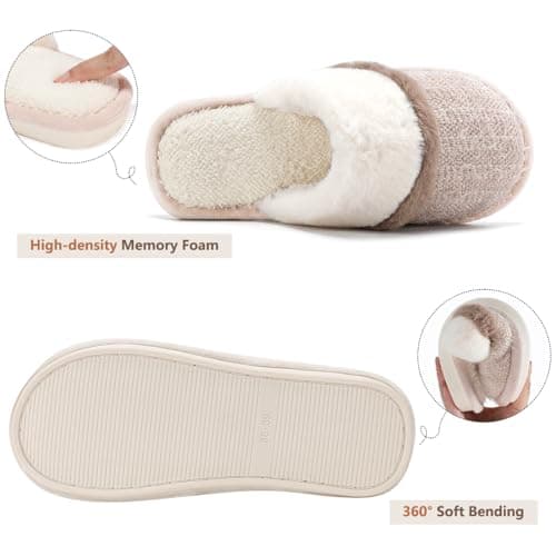 GOEWY Cozy Slippers for Women Indoor and Outdoor Fuzzy House Shoes with Memory Foam Anti-Skid Sole Gifts for Women Mom Ladies her thumbnail 3