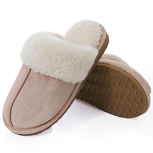Litfun Women's Fuzzy Memory Foam Slippers Fluffy Winter House Shoes Indoor and Outdoor, Apricot 8-8.5 thumbnail 3