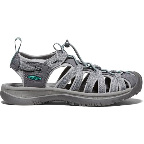 KEEN Women's Whisper Closed Toe Durable Comfortable Easy On Washable Adventure Sandals,Medium Grey/Peacock Green,8 thumbnail 2