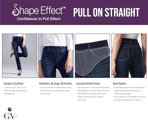 Gloria Vanderbilt Women's Shape Effect Pull On High Rise Straight Leg Jean, Black Rinse thumbnail 4