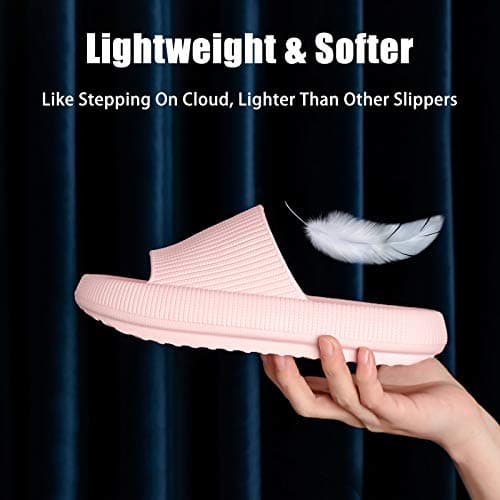 rosyclo Cloud Slippers for Women and Men, Summer Beach Pillow Massage Shower Bathroom Open Toe Super Soft Womens Comfy Thick Sole Home House Women's Cloud Cushion Slides Sandals, Pink thumbnail 3
