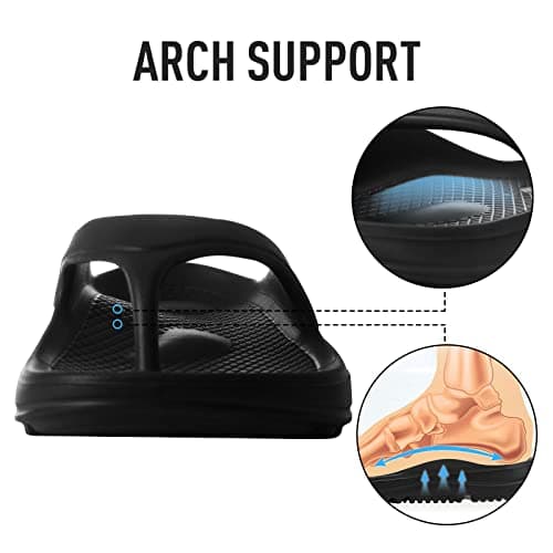 shevalues Orthopedic Sandals for Women Arch Support Recovery Flip Flops Pillow Soft Summer Beach Shoes, Black 39 (7.5-8 Women/6-6.5 Men) thumbnail 3